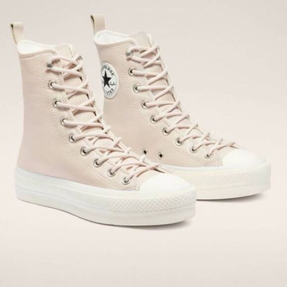 Converse | Pale Pink Platform X-Hi Top Lined Chuck Taylor Lace Up Sneakers 9 - Picture 10 of 10